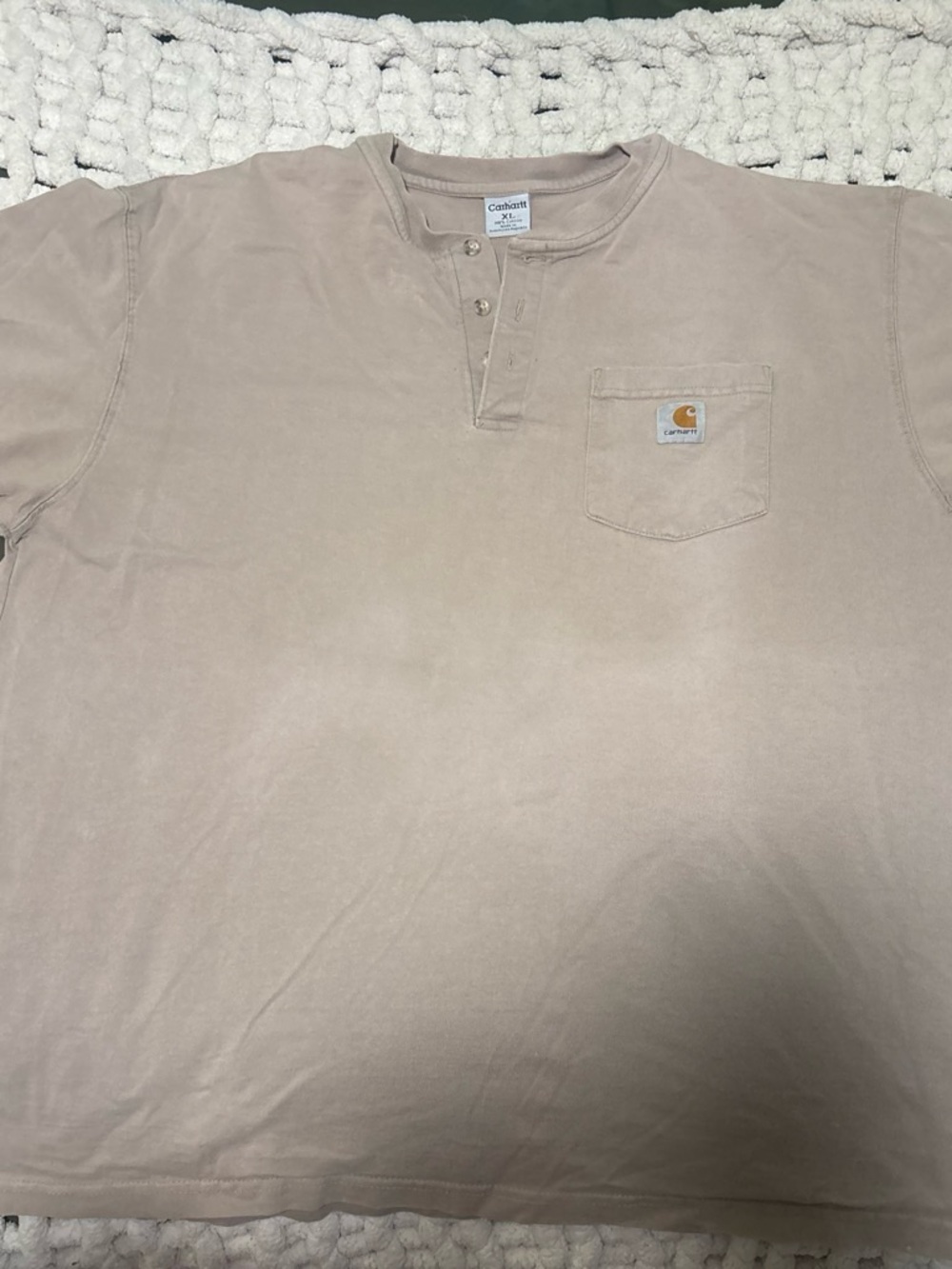 Carhartt Men’s Tan Beige Henley Pocket Shirt